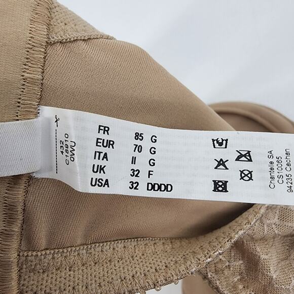 Chantelle Nude Floral Full Coverage Back Clasp Underwire Bra Size 32DDDD - Picture 3 of 4